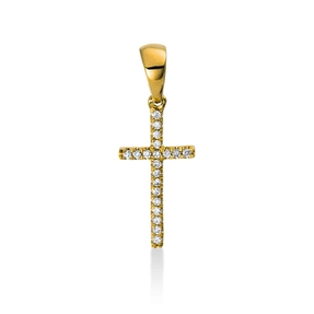 Anhänger Kreuz aus 750 Gelbgold 20 Brillanten 0,04ct TW-SI 12,2x6,5mm mit Öse