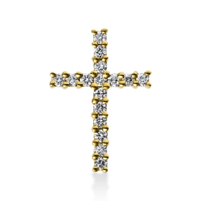 Anhänger Kreuz aus 750 Gold Gelbgold 16 Brillanten 0,19ct TW-SI 15,1x10mm