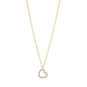 Collier Herz aus 750 Gold Gelbgold 20 Brillanten 0,06ct TW-SI L:45cm