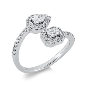 Ring aus 750 Gold Weißgold 45 Diamanten 0,72ct TW-SI B:13mm