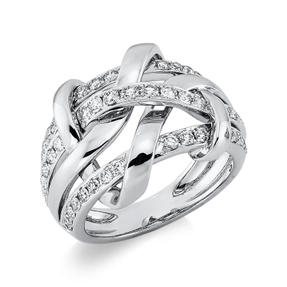 Ring aus 750 Gold Weißgold 54 Brillanten 0,88ct TW-VSI B:16,5mm