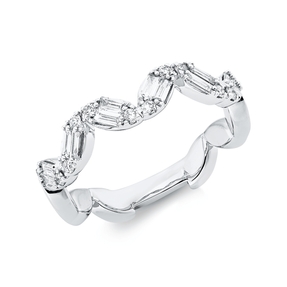 Ring aus 750 Gold Weißgold 24 Diamanten 0,45ct TW-SI B:4,5mm