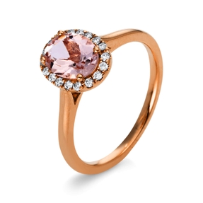 Ring aus 750 Rotgold Morganit 0,9ct pink 18 Brillanten 0,13ct TW-SI B:11mm