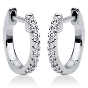 Creolen aus 750 Gold Weißgold 20 Brillanten 0,13ct TW-SI 12,3x1,6mm