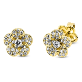 Ohrstecker aus 750 Gold Gelbgold 62 Brillanten 0,48ct TW-VSI Ø9,2mm