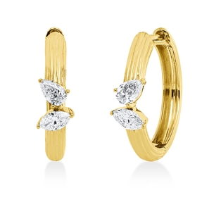 Creolen aus 585 Gold Gelbgold 4 Diamanten 0,32ct TW-SI 18,1x4,7mm