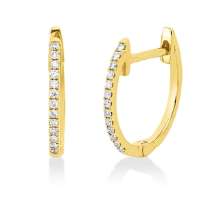 Creolen aus 750 Gold Gelbgold 26 Brillanten 0,07ct TW-SI 11,9x1,2mm