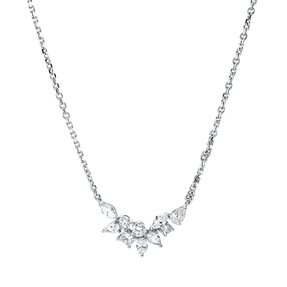 Collier aus 750 Gold Weißgold 10 Diamanten 0,96ct TW-SI L:45cm