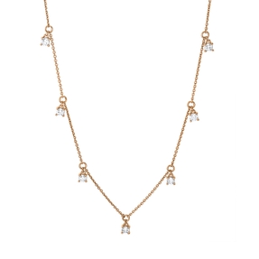 Collier aus 750 Gold Rotgold 7 Brillanten 0,43ct W-SI L:45cm