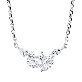 Collier aus 750 Gold Weißgold 7 Diamanten 0,49ct TW-SI L:45cm