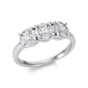 Ring aus 750 Gold Weißgold 15 Diamanten 0,65ct TW-SI B:5,8mm