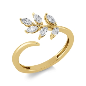 Ring aus 750 Gelbgold 6 Diamanten Navette-Schliff 0,34ct TW-VSI B:11mm