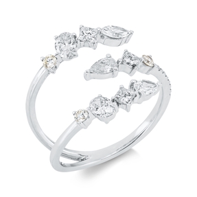 Ring aus 750 Gold Weißgold 19 Diamanten 0,83ct TW-SI B:14,9mm