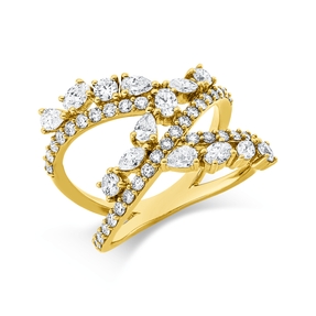 Ring aus 750 Gold Gelbgold 51 Diamanten 1,49ct B:15,7mm