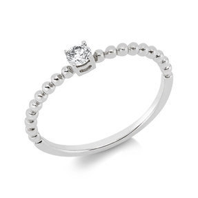 Solitaire Ring aus 750 Gold Weißgold Brillant 0,12ct TW-PI B:3,1mm