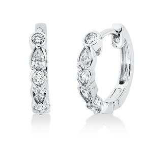 Creolen aus 750 Gold Weißgold 12 Diamanten 0,39ct TW-SI 12,8x2,3mm