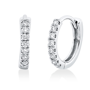 Creolen aus 750 Gold Weißgold 16 Brillanten 0,17ct TW-SI 11,6x1,8mm