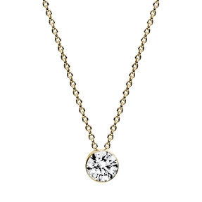 Solitaire Collier aus 585 Gold Gelbgold Brillant 0,4ct TW-SI L:43cm Zarge