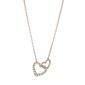 Collier Herz aus 750 Gold Rotgold 20 Diamanten 0,24ct TW-PI L:45,7cm