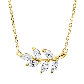 Collier aus 750 Gelbgold 6 Diamanten Navette-Schliff 0,35ct TW-VSI L:45,7cm