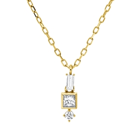 Collier aus 750 Gold Gelbgold 3 Diamanten 0,17ct TW-SI L:45,7cm