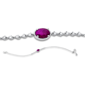 Armband aus 750 Weißgold Rubin 0,6ct rot 10 Brillanten 0,1ct TW-PI L:17,8cm