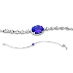Armband aus 750 Weißgold Tansanit 0,47ct blau 10 Brillanten 0,11ct TW-PI L:17,8cm