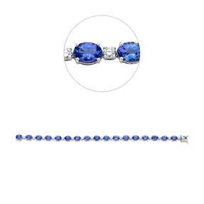 Armband aus 950 Gold weiß 17 Tansanite 13,01ct blau 17 Brillanten 1,49ct TW-SI