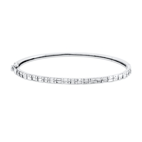 Armreif aus 750 Weißgold 44 Diamanten Baguette-Schliff 1,52ct TW-VSI 53,4x62,9mm