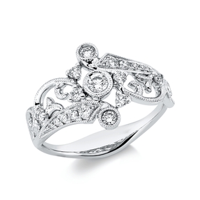 Ring aus 750 Gold Weißgold 19 Diamanten 0,42ct TW-SI/PI B:12,2mm Ring aus 750 Gold Weißgold 19 Diamanten 0,42ct TW-SI/PI B:12,2mm