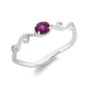 Ring aus 750 Weißgold Rubin 0,24ct rot 2 Brillanten 0,02ct I-SI B:3,8mm