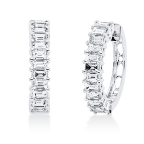 Creolen aus 750 Weißgold 24 Diamanten Baguette-Schliff 2,69ct TW-VSI 21,8x4,8mm