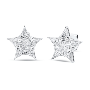 Ohrstecker Stern aus 750 Weißgold 10 Diamanten Fanatsy-Schliff 2,18ct F-FVSI
