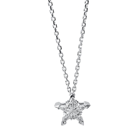 Collier Stern aus 750 Weißgold 5 Diamanten Fanatsy-Schliff 0,29ct F-FVSI L:42cm