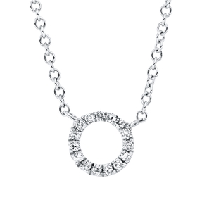 Collier Kreis aus 750 Gold Weißgold 15 Diamanten 0,04ct TW-SI L:45,7cm