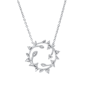 Collier aus 750 Gold Weißgold 15 Diamanten 0,22ct TW-SI L:45,7cm