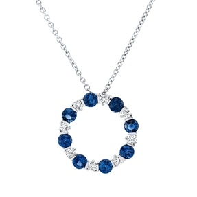 Collier aus 750 Weißgold 8 Saphire 1,03ct blau 8 Brillanten 0,28ct F-VSI L:45,7cm Collier aus 750 Weißgold 8 Saphire 1,03ct blau 8 Brillanten 0,28ct F-VSI L:45,7cm