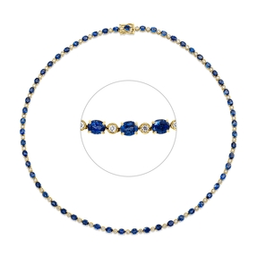 Collier 750 Gelbgold 57 Saphire 16,49ct blau 57 Brillanten 1,16ct F-VSI/SI L:40,6cm Collier 750 Gelbgold 57 Saphire 16,49ct blau 57 Brillanten 1,16ct F-VSI/SI L:40,6cm