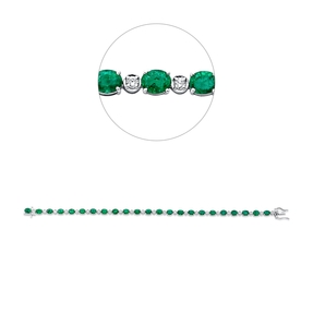 Armband aus 750 Weißgold 23 Smaragde 5,15ct grün 23 Brillanten 0,45ct F-VSI/SI