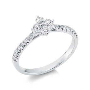 Ring aus 750 Gold Weißgold 21 Brillanten 0,33ct TW-SI B:6,6mm