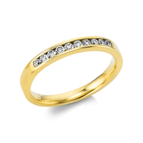 Halb-Memoire Ring aus 750 Gold Gelbgold 10 Brillanten 0,21ct TW-SI B:2,7mm Halb-Memoire Ring aus 750 Gold Gelbgold 10 Brillanten 0,21ct TW-SI B:2,7mm