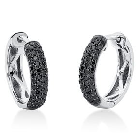 Pavé Creolen aus 750 Weißgold 100 Brillanten 0,68ct schwarz 16x3,8mm Pavé Creolen aus 750 Weißgold 100 Brillanten 0,68ct schwarz 16x3,8mm