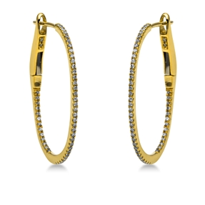 Creolen aus 750 Gold Gelbgold 98 Diamanten 0,2ct TW-SI 24x0,8mm Creolen aus 750 Gold Gelbgold 98 Diamanten 0,2ct TW-SI 24x0,8mm