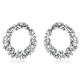 Creolen aus 750 Gold Weißgold 92 Diamanten 2,12ct TW-SI 26,1x3,3mm Creolen aus 750 Gold Weißgold 92 Diamanten 2,12ct TW-SI 26,1x3,3mm