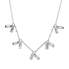 Collier aus 750 Weißgold 10 Diamanten Baguette-Schliff 1,01ct TW-SI L:43,2cm