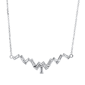 Collier aus 750 Weißgold 11 Diamanten Baguette-Schliff 0,93ct TW-SI L:43,2cm