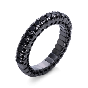 Halb-Memoire Flex-Ring aus 750 Weißgold 15 Brillanten 0,87ct schwarz B:3,7mm