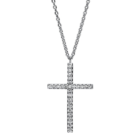Collier Kreuz aus 750 Gold Weißgold 27 Brillanten 0,09ct TW-SI L:42cm Collier Kreuz aus 750 Gold Weißgold 27 Brillanten 0,09ct TW-SI L:42cm