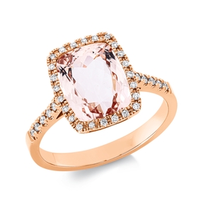 Ring aus 750 Rotgold Morganit 3ct pink 36 Brillanten 0,17ct TW-SI B:12,1mm