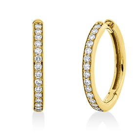 Creolen aus 750 Gold Gelbgold 32 Brillanten 0,46ct TW-SI 19,6x2,2mm